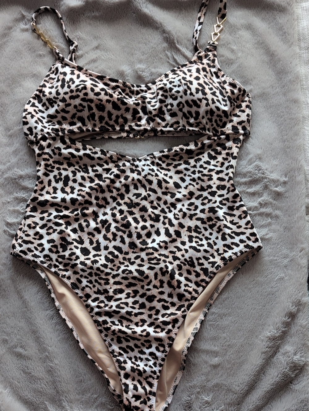 Victoria's Secret Leopard Print Cut-out Swimsuit With Gold Accents